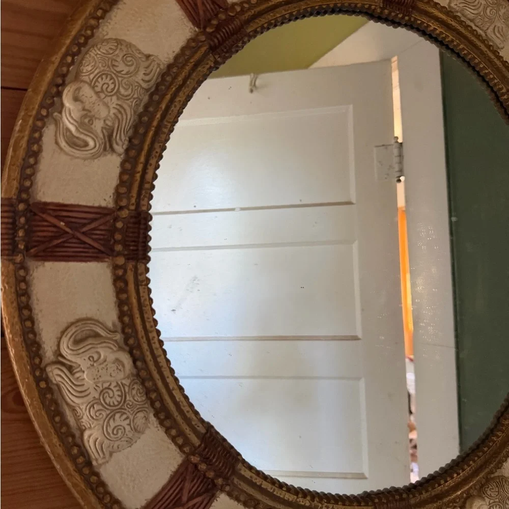 Elegant Cream and Brown Wall Mirror